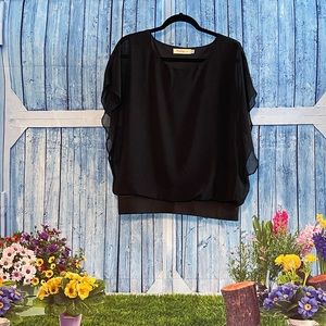 3 for $10 Syuer black chiffon short sleeved blouse